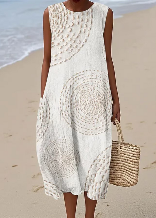 Maelle | Robe Longue Sans Manches à Motif Texturé