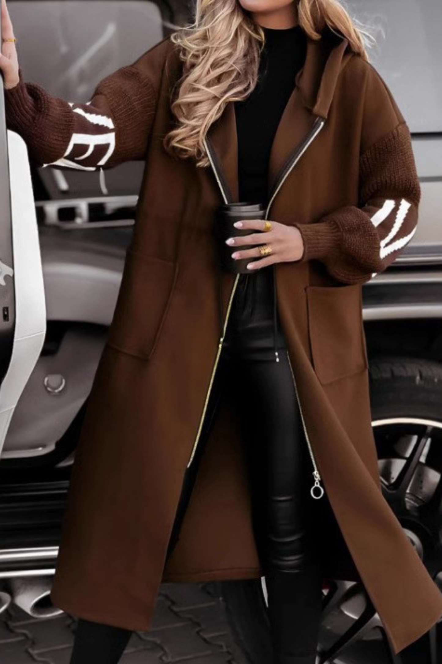 Peggy | Veste femme à manches tricotées et capuche