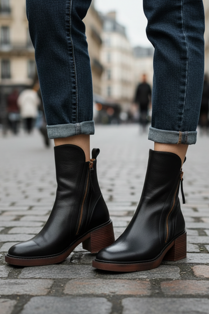 Valorine | Botte en cuir noire