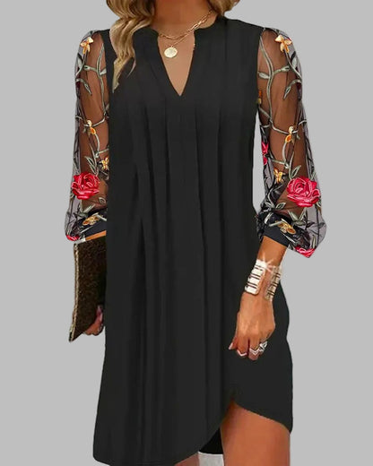 Renée | Robe Longue Femme Élégante à Manches Brodées