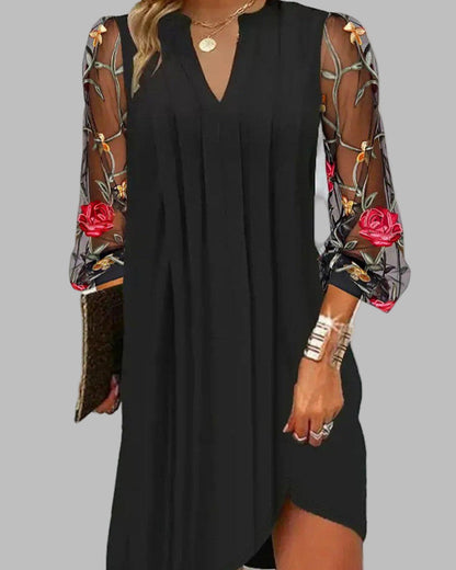 Renée | Robe Longue Femme Élégante à Manches Brodées
